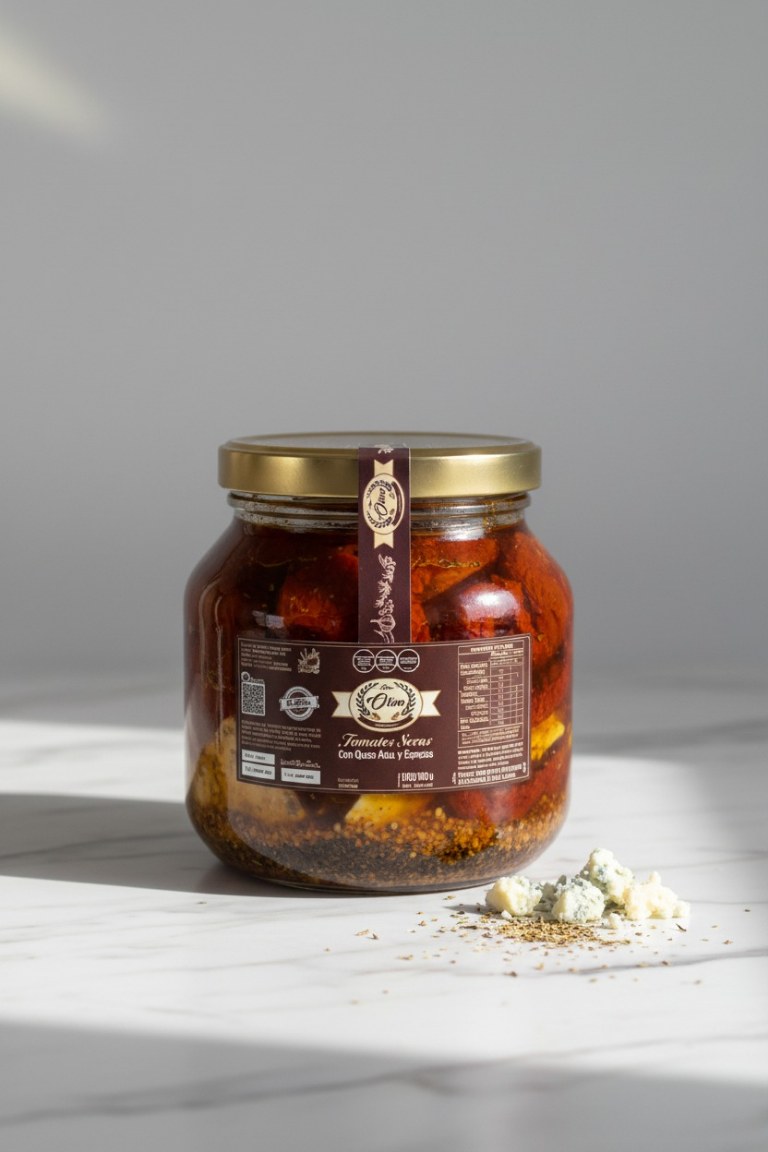 Tomates secos Don Olivo con queso azul y especias, frasco grande con queso azul