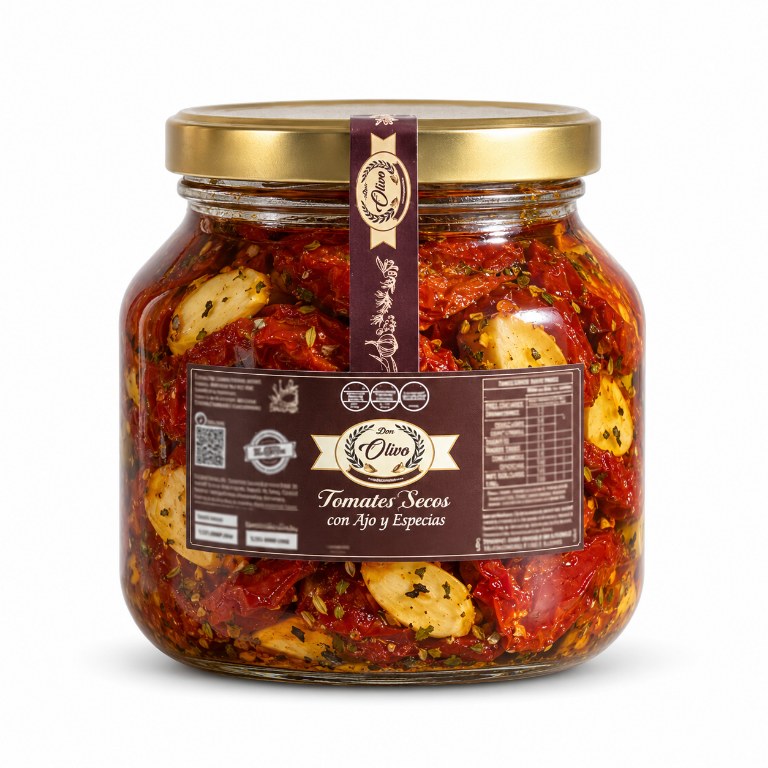 Tomates secos Don Olivo con ajo y especias, frasco grande